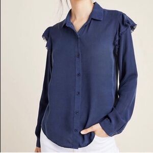 Anthropologie Cloth & Stone Ruffled Button Down Shirt
